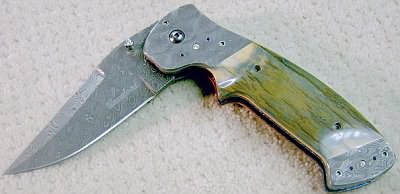 Pat Crawford Damascus Folding Knife