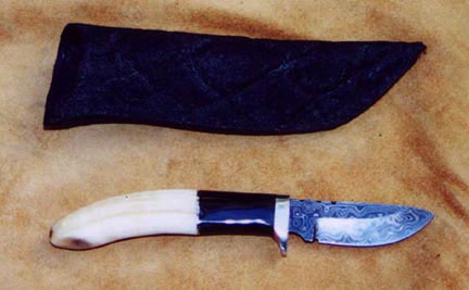 Hippo Tooth Knife with Elephant Hide Sheath