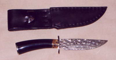 Herb Derr Damascus Knife and Sheath