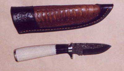 Herb Derr Damascus Knife and Sheath