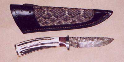 Herb Derr Damascus Knife and Sheath