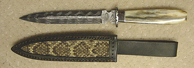 Herb Derr Damascus Knife and Sheath