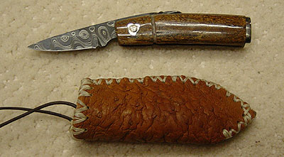 Herb Derr Damascus Knife and Sheath