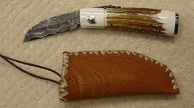 Herb Derr Damascus Knife and Sheath