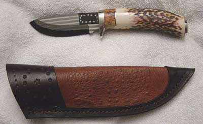 Herb Derr Damascus Knife and Sheath