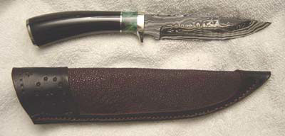 Herb Derr Damascus Knife and Sheath