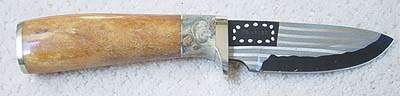 Herb Derr Damascus Flag Knife 