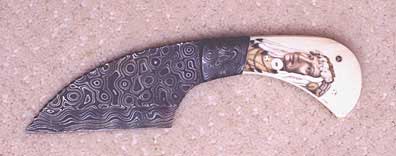 Jim Parker Scrimshaw Damascus Knife