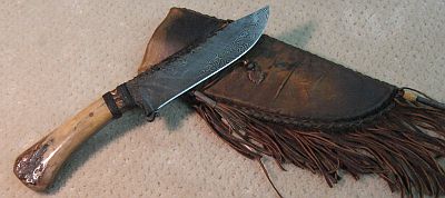 Daniel Winkler Large Damascus belt knife 