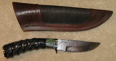 Herb Derr Damascus Knife and Sheath