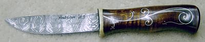 Jay Hendrickson  Damascus knife with silver inlay