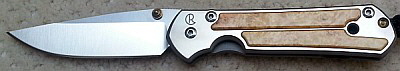 Chris Reeve Knives Small right handed Sebenza box elder burl inlay