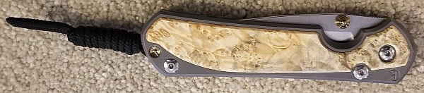 Chris Reeve Large Sebenza 31 with box elder burl inlay